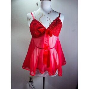 Boutique Nightgown Size S 00's Red Baby Doll Mob Wife Energy Aesthetic Lingerie